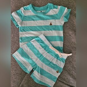 GAP Aqua and Light Blue Striped Short Set